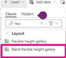 Blank flexible height gallery